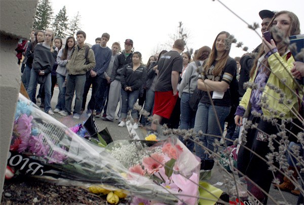 Eastlake students gather after school in January to remember school resource officer Stan Chapin.