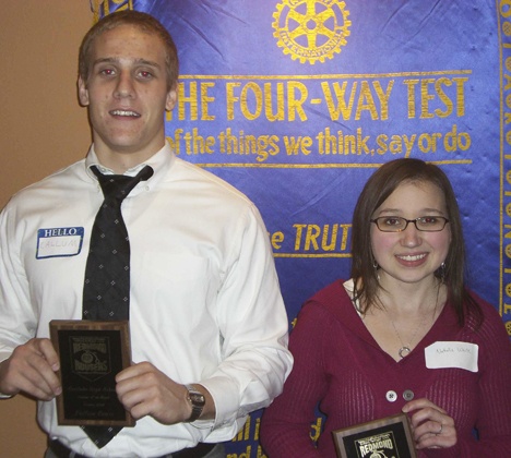 Callum Court and Natalie White were heralded by the Rotary Club of Redmond for their outstanding efforts at Eastlake High School.