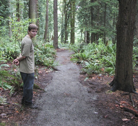 David Byrne (pictured) and Alex Bahm completed trail work at Timberlake Park as part of their Eagle Scout projects.