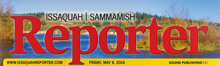 This is our current masthead. We're looking to replace the image behind the 'Reporter' lettering. Send your submission to news@issaquahreporter.com