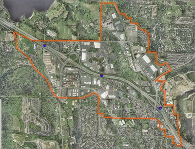 This map shows the boundaries of the Central Issaquah Plan.
