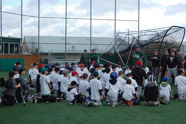 Close to 80 children of all ages attended the Skyline Spartans annual baseball skills camp on March 21 at Skyline High School in Sammamish. The camp
