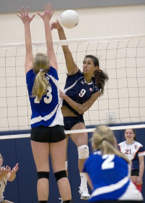 Brooke Bachesta goes up for one of her 18 kills Wednesday night against Seattle Prep.