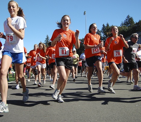 Runners in the Eastside Catholic High School Bamba Dash were raising money to support a partnership between the Sammamish school and two schools in Bamba