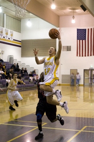Andrew Nale skies toward the rim for a layup in the fourth quarter of Tuesday night’s game.