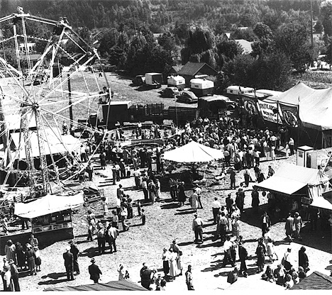 The carnival that took over Memorial Field was a highlight of Issaquah’s Labor Day celebrations. Those who attended as children remember spending their money on rides and sweets and being scared of the carnival workers. This undated photo appears to be from the late 1940s or early 1950s.