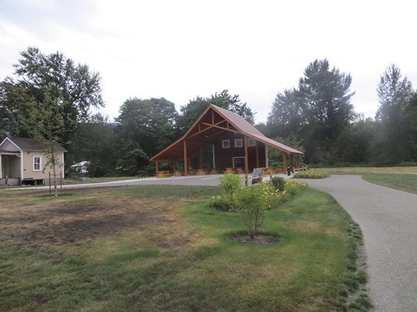 The brand-new picnic shelter was built to look exactly like the barn that once stood there.