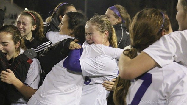 Tears of joy were evident following Issaquah’s comeback 2-1 win against the West Valley Rams in the Class 4A state championship game on Nov. 21 in Puyallup. Madison Phan scored the game winning goal in the the final minute of play on a header after receiving a cornerkick from Claudia Longo.