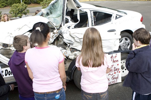 Local students observe what can happen when driving under the influence.