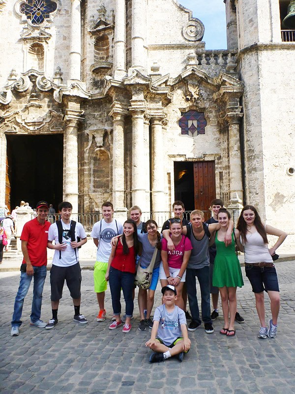 The group with their tour guide in one of the most famous squares in Havana.