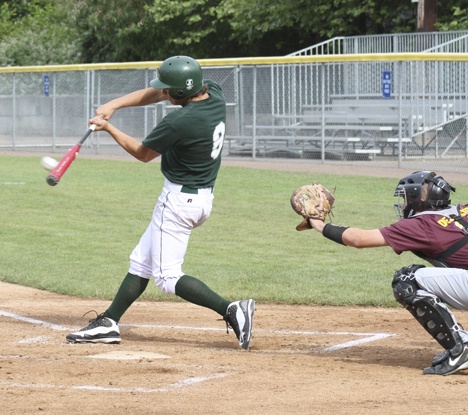 Lakeside’s Spencer Rogers connects for a two-run triple in the first inning of Tuesday’s game against Shoreline