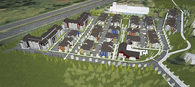 An early rendering of the Gateway Apartments.