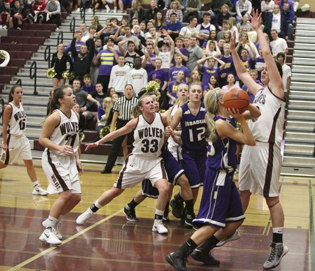 Kendra Morrison makes any shot in the post difficult against the Wolves