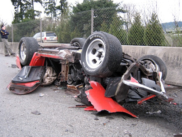 A 52-year-old Bellevue man was driving this 1968 Corvette when it flipped over March 20 on I-90.