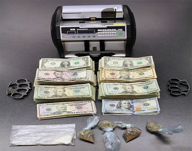 A photo showing some of the items recovered during a 2011 task force raid.