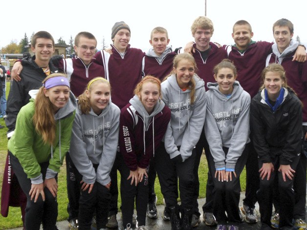 The Eastlake boys and girls cross country teams at the District meet in Lakewood.