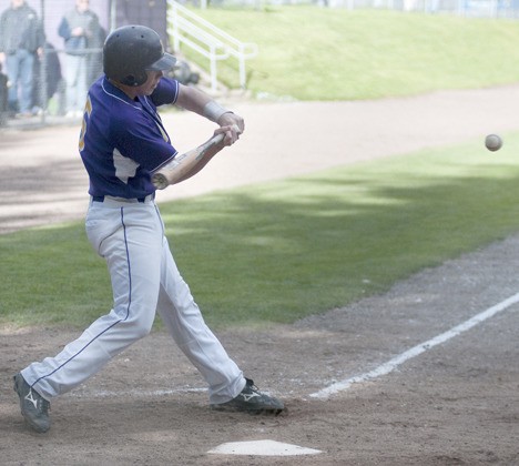 Eagles' catcher Devin O'Donnell swings at a pitch in the sixth inning. On this swing
