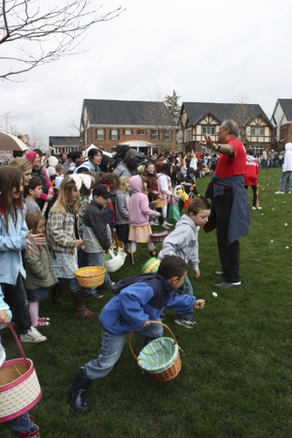 Third through fifth-graders swarmed the Village Green for the second leg of the annual Issaquah Highlands Easter Egg Hunt.