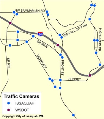 A city traffic map allows drivers to check road conditions in Issaquah before leaving home.
