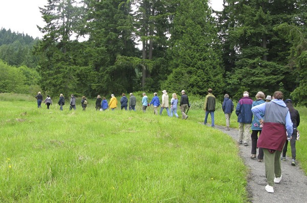 Sammamish residents stroll through the Evans Creek Preserve on a previous walk in the park. This Saturday