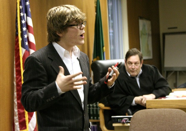 Michael Abraham tied for first place for outstanding witness at the state mock trial competition in Olympia March 26. He was a part of Eastside Catholic School's team
