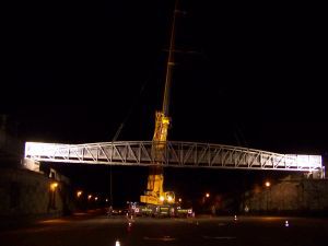 A new pedestrian bridge spans across Discovery Drive