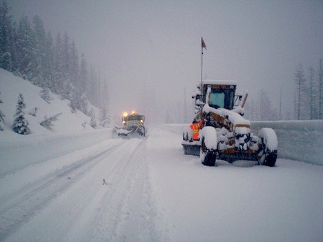 WSDOT snow plows were back on state highways last weekend to clear away the recent late-season snows.