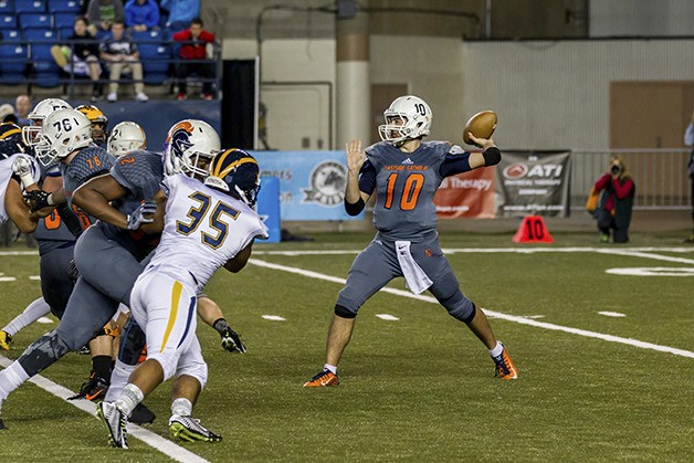 Eastside Catholic quarterback Harley Kirsch was a proficient 20-for-22 for 188 yard passing and two touchdowns in the Class 3A state championship game against the Bellevue Wolverines.
