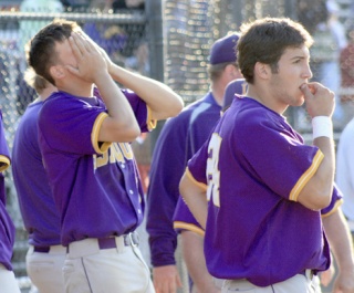 Issaquah's Gavin Shumaker covers his face in disbelief and Dustin Talley looks on after Tahoma drove in a ninth-inning run to beat the Eagles 7-6 on Saturday.