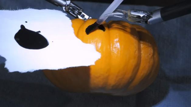 Swedish Hospital robotics doctors painted a pumpkin with the DaVinci machine.