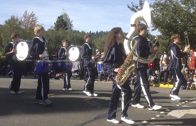 Eastside Catholic's marching band at the Salmon Days parade Saturday.