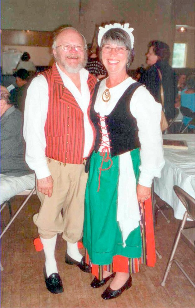 Vern and Jeannie Lindquist model the costume native to his grandmother’s Vaasa Province