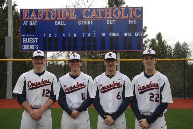 (Left to right) Eastside Catholic baseball captains Heyden Meier
