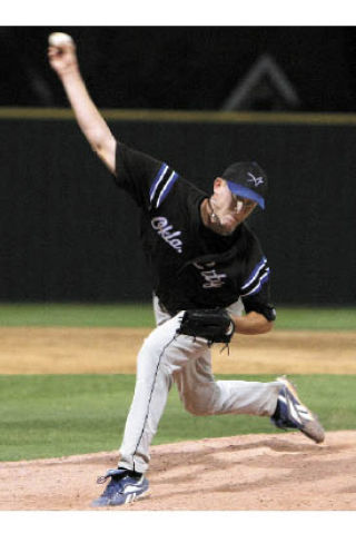 Former Skyline player MIke Lee pitches against Missouri Baptist on May 15 in NAIA Mid-South Super Regional at Jim Wade Stadium in Oklahoma City.