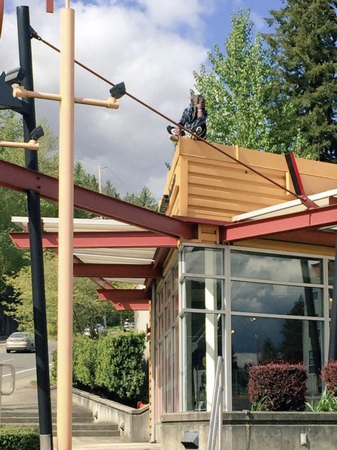 Courtesy photoSammamish police began receiving phone calls about a man atop the Verizon Wireless retailer at the corner of Northeast Eighth Street and 228th Avenue Northeast.
