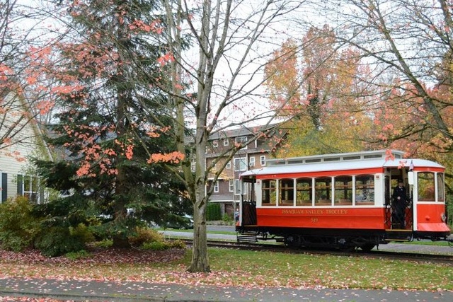 Photo courtesy of the Issaquah Valley TrolleyThe Issaquah Valley Trolley completes a test run to Gilman Boulevard last fall. This year the car will be able to travel the entire route from the historic Issaquah Depot Museum to Gilman Boulevard. Trolley season starts May 7.