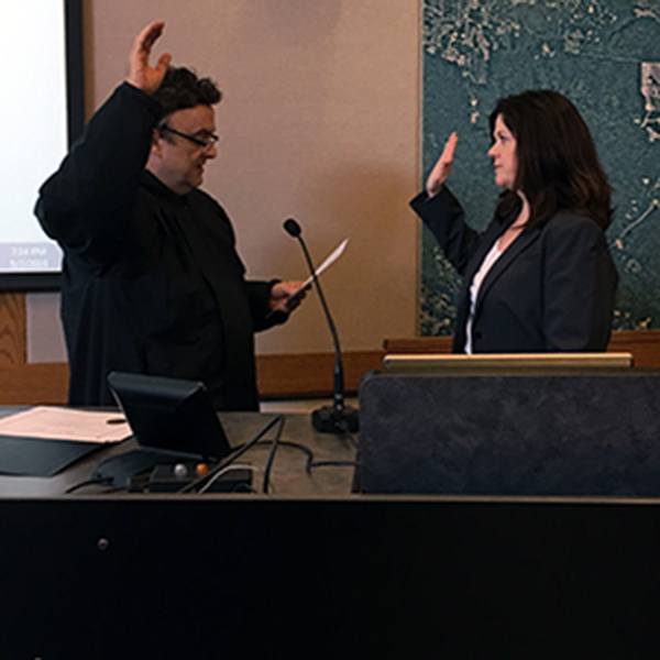 Photo courtesy of the city of IssaquahMariah Bettise takes the oath of office Monday after the Issaquah City Council unanimously voted her to fill a vacant council seat.