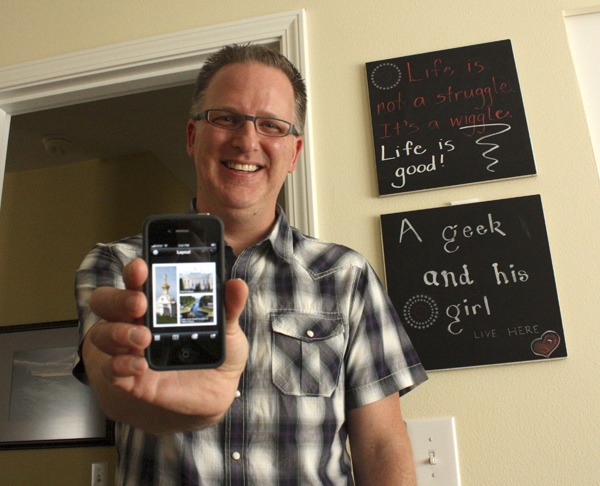 Sammamish resident Mike Swanson shows off his newest app
