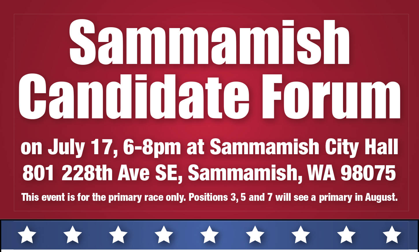 Issaquah/Sammamish Reporter to moderate a Sammamish Candidate Forum July 17