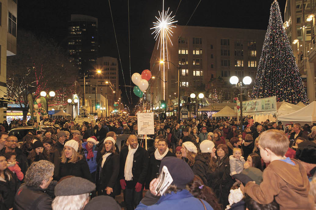 The Figgy Pudding Caroling Competition takes over downtown Seattle on Dec. 1.