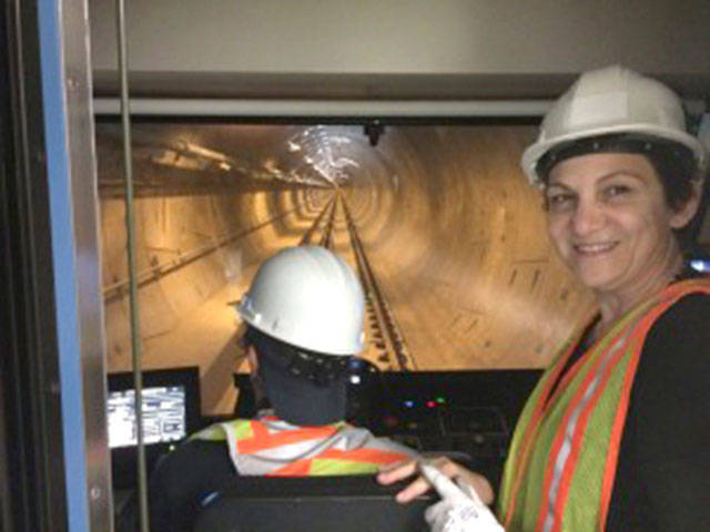 Mahvash Armand works with another engineer on Sound Transit’s University Link project that opened last year. Courtesy photo