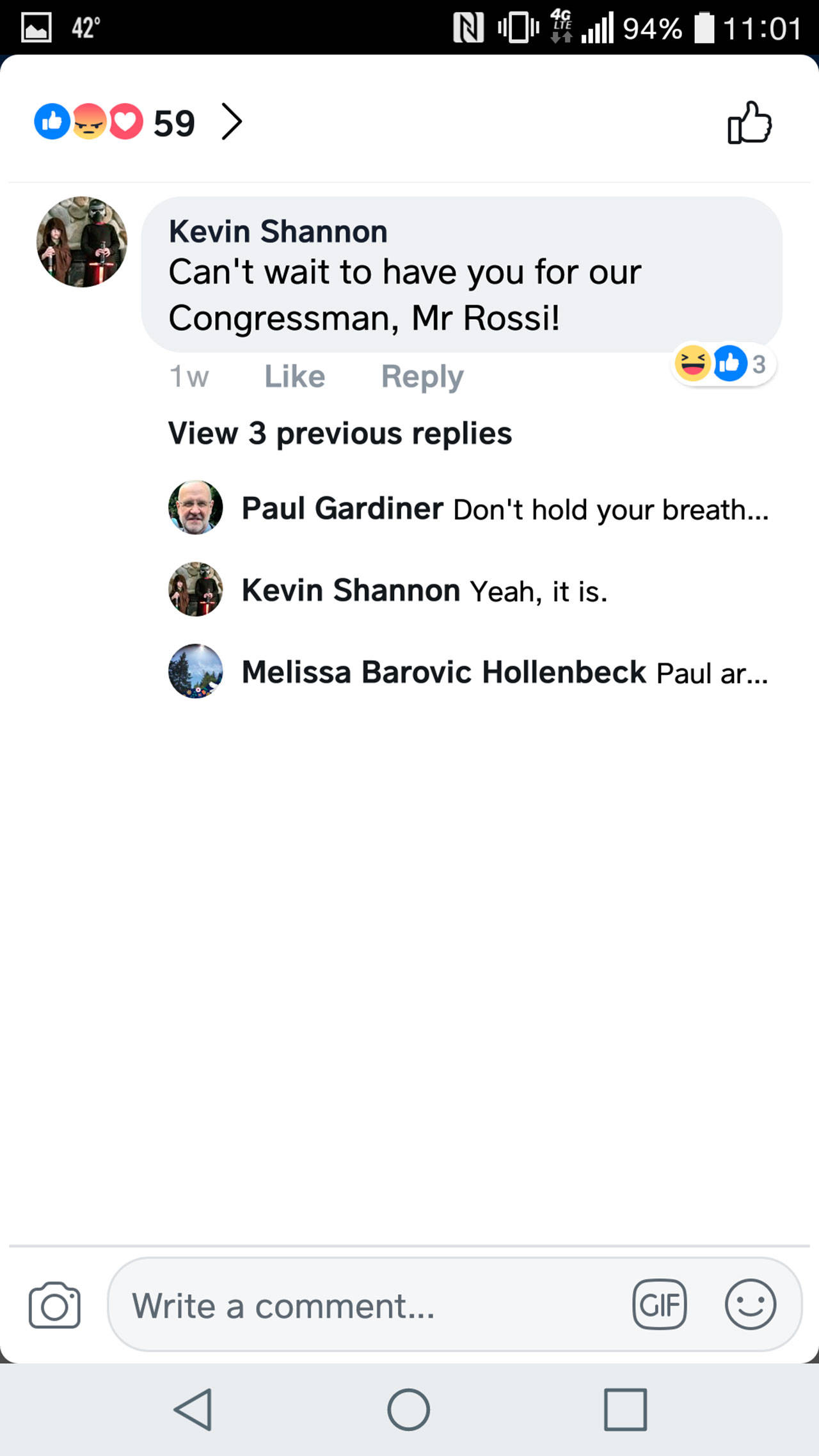 This is how the 46 comments appear to someone who did not comment on the post or is not friends with someone who did. Nicole Jennings/staff photo
