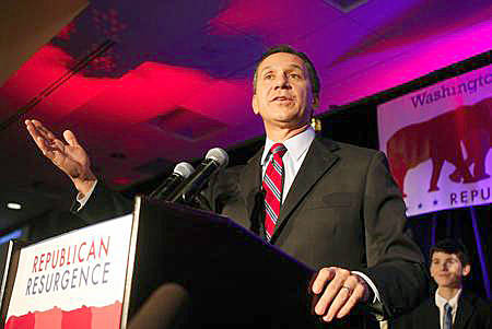Jennifer Buchanan / Herald file                                Dino Rossi speaks to supporters in 2011 at a Republican Party event in Bellevue.