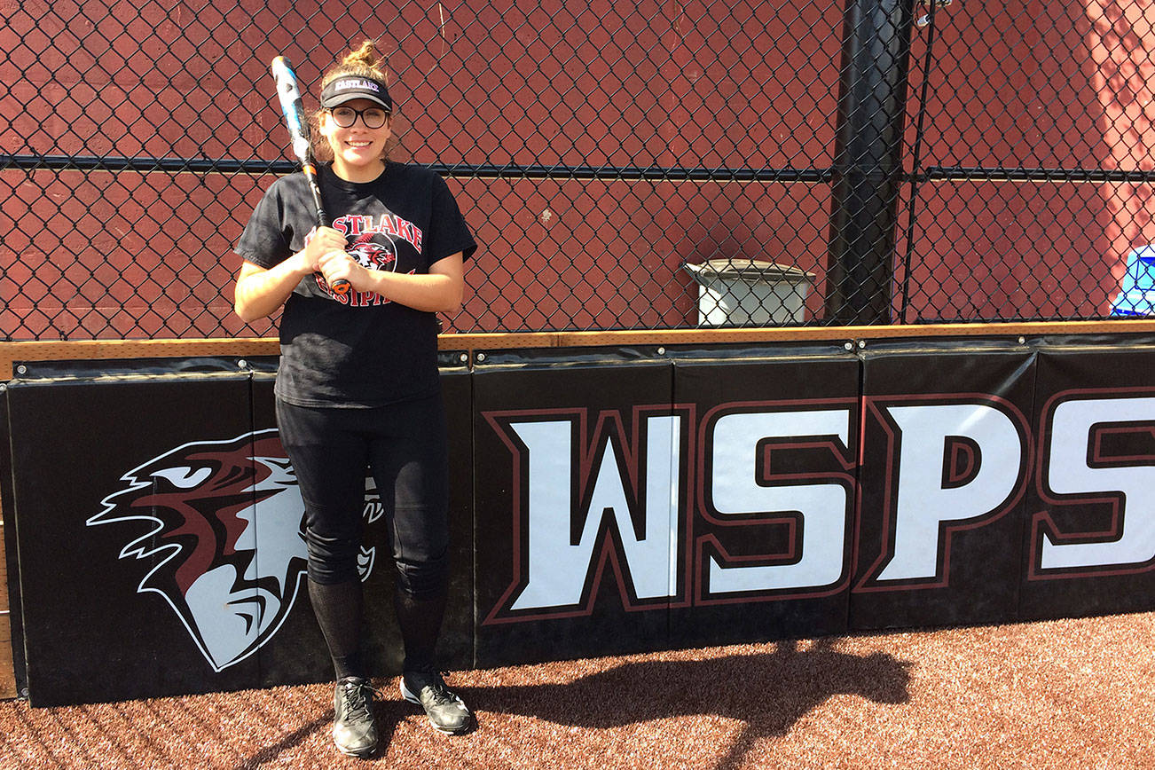 Shaun Scott, staff photo                                Eastlake Wolves senior first baseman Sophia Robinson earned KingCo 4A first-team, all-league honors as a junior during the 2017 season. Robinson wants to lead Eastlake to a Class 4A state championship this May.