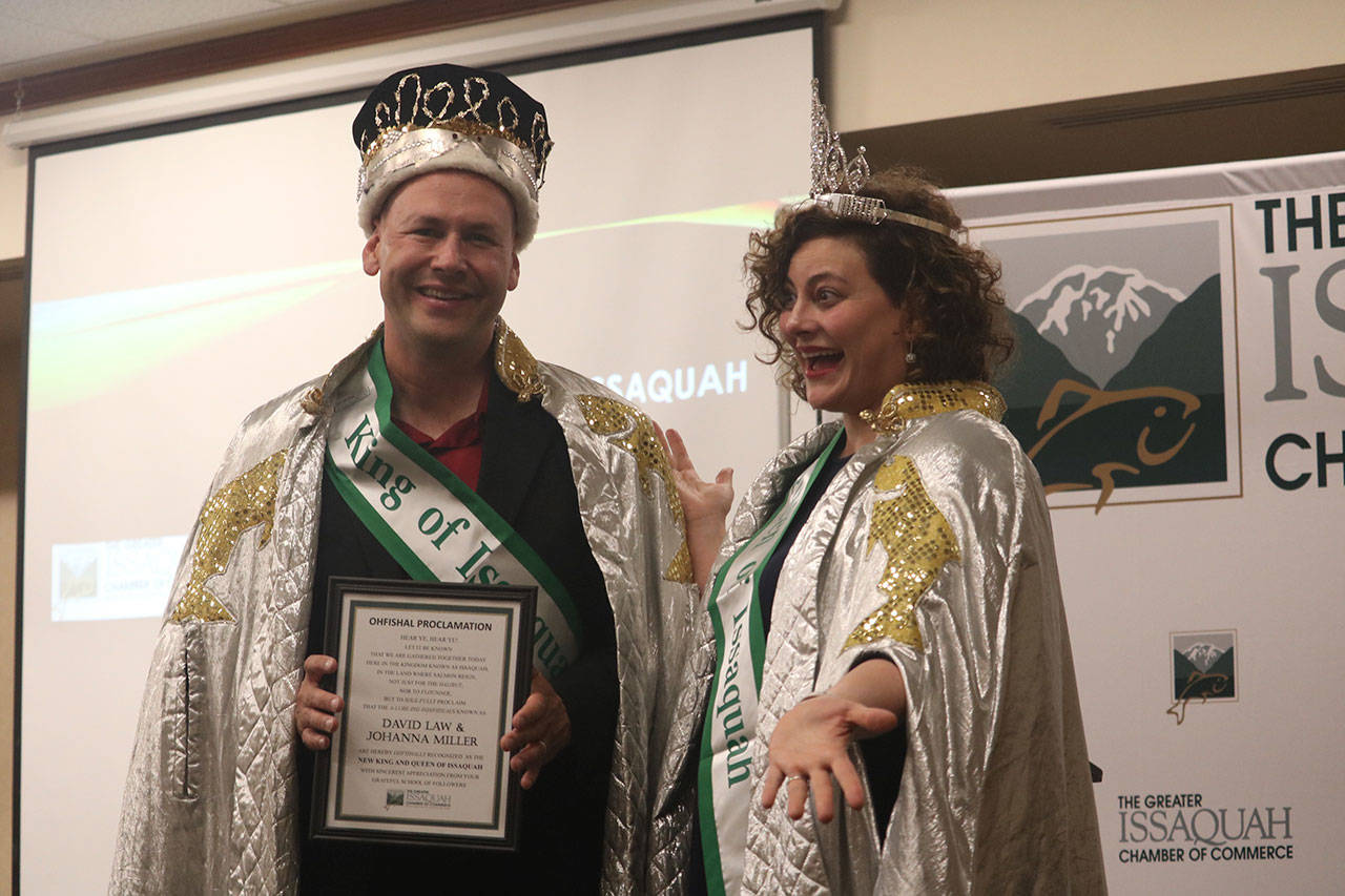 David Law and Johanna Miller were crowned King and Queen of Issaquah at the banquet, positions which they will serve in for the next year. Aaron Kunkler/Staff photo
