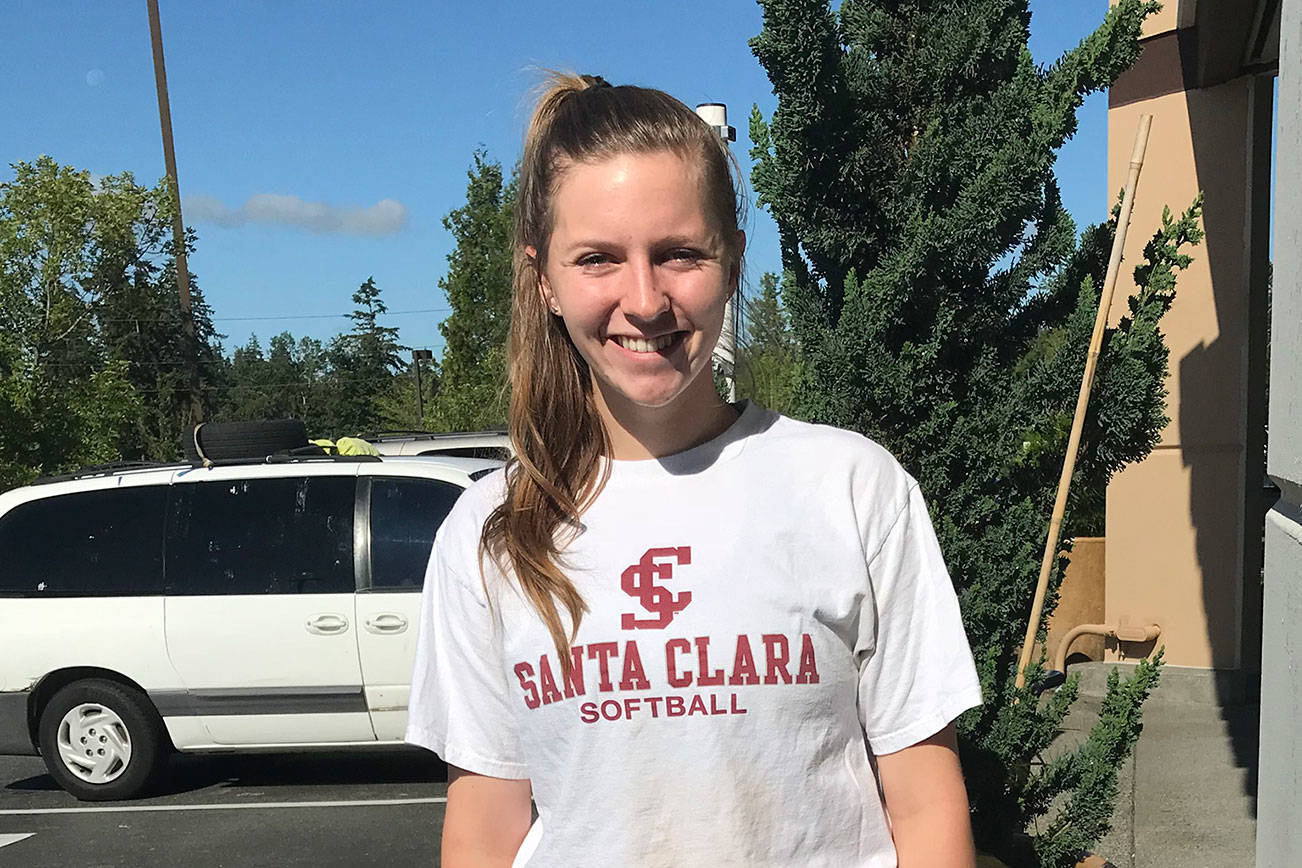 Eastlake Wolves 2018 graduate Emma Bickford will play softball at Santa Clara University this coming school year.                                Shaun Scott, staff photo