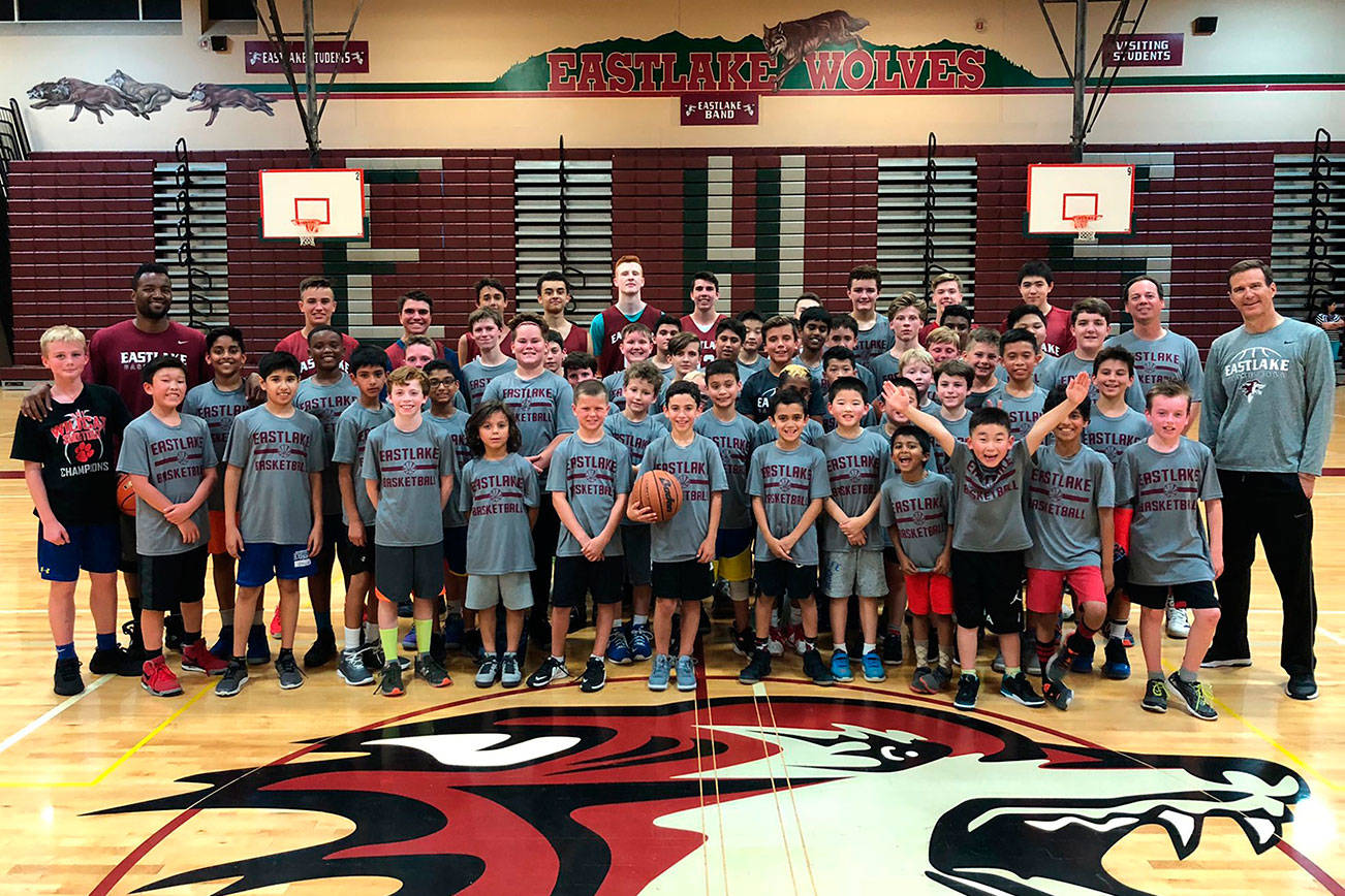 The Eastlake High School boys basketball youth camp took place from July 9-12 at Eastlake High School in Sammamish.                                Photo courtesy of Eastlake Wolves boys basketball program