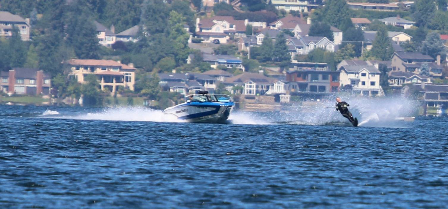 A water skier powers along Lake Sammamish on July 13. Andy Nystrom / staff photo
