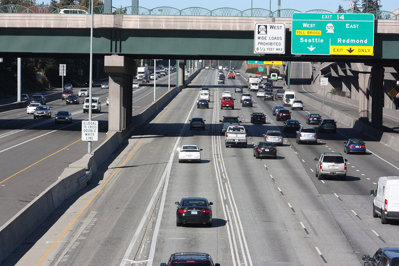 Toll lane trips on Interstate 405 were higher than expected during the 2018 fiscal year. Since it opened in the fall of 2015 through the first quarter of this year, the toll lanes had raise nearly $59 million in revenue. Aaron Kunkler/staff photo