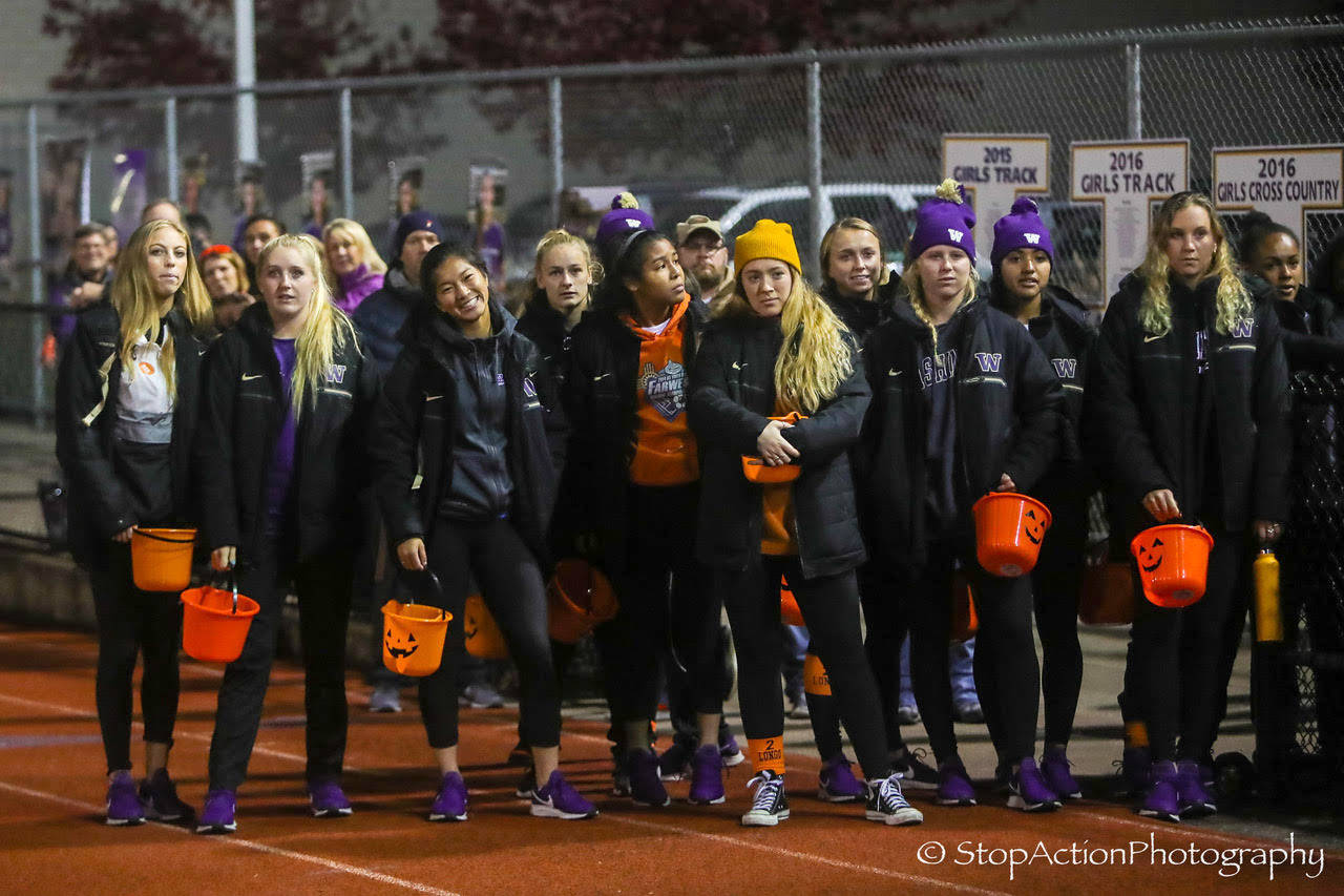 The University of Washington Huskies women’s soccer team was in attendance supporting Longo on Oct. 30 at Gary Moore Stadium in Issaquah. Photo courtesy of Don Borin/Stop Action Photography